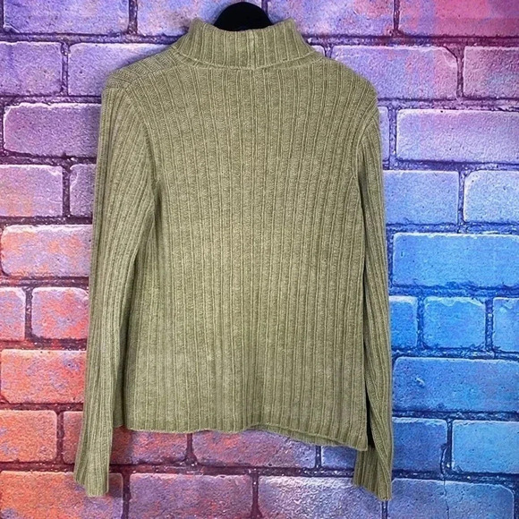 Crew Sweater Turtle Neck Large Pullover Women's Knit Size Sleeve Green - Picture 5 of 7